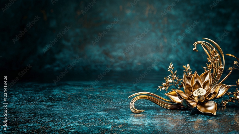 Poster elegant golden than bua motif in luxurious art display serene setting digital artwork artistic viewp