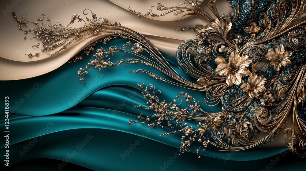 Aufkleber ornate erawan design with shimmering gold and bronze artistic background decorative art elegant envi