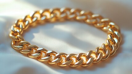 Obraz premium gold chain on white fabric.