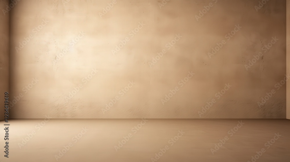Poster 3d render of an empty dark beige wall background with soft lighting for use in various creative proj