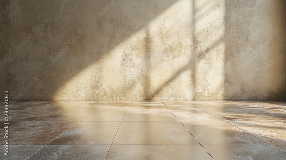 Aufkleber 3d render of an empty dark beige wall background with natural light depicting subtle textures and a 