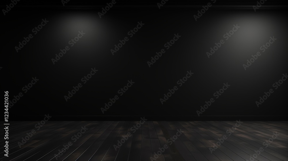 Poster dark empty room with black wall background ideal for 3d rendering and graphic design projects
