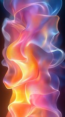 Naklejka premium Colorful swirling smoke plume rising on dark background, digital art