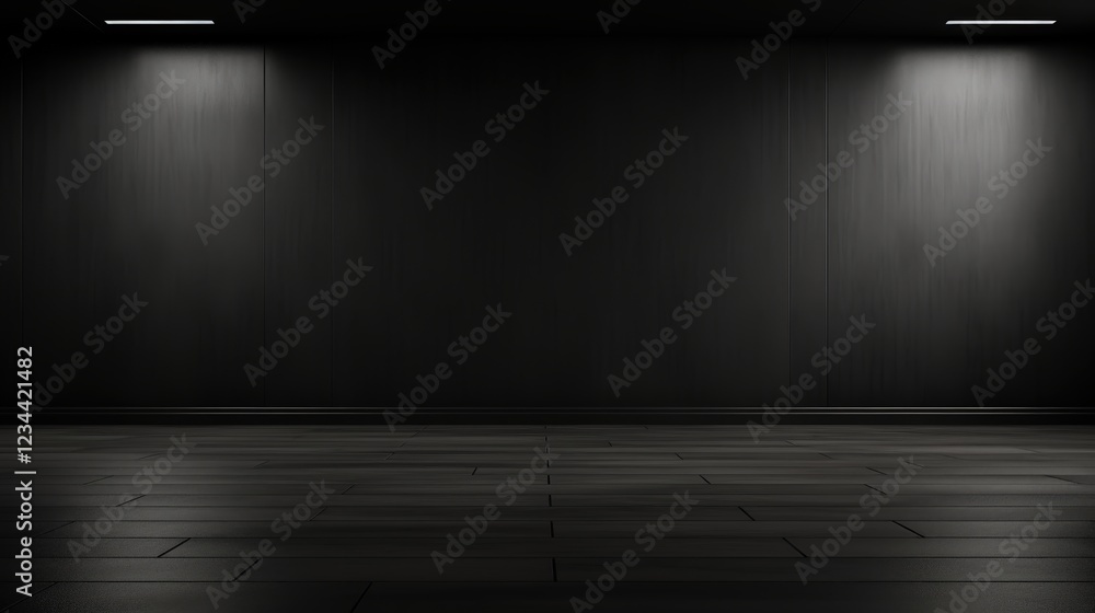 Poster 3D Render of an Empty Dark Wall Background with Subtle Lighting Effects Creating a Dramatic and Modern Atmosphere Ideal for Various Projects