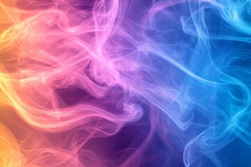 Obraz premium Colorful swirling smoke creates an abstract background with vibrant hues in shades of pink, orange, and blue during twilight hours
