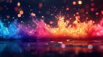 Fototapeta premium water splashes with vibrant colors.