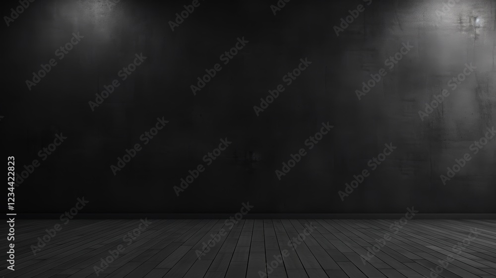 Poster dark black wall background in 3d render for artistic and creative applications featuring an empty sp