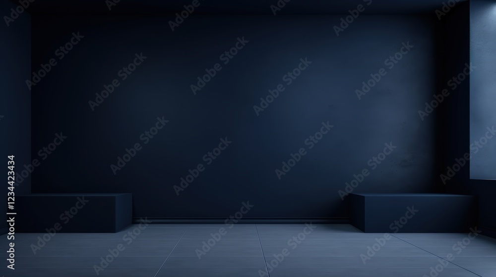 Aufkleber 3d render of an empty dark blue wall background suitable for various design projects, presentations,