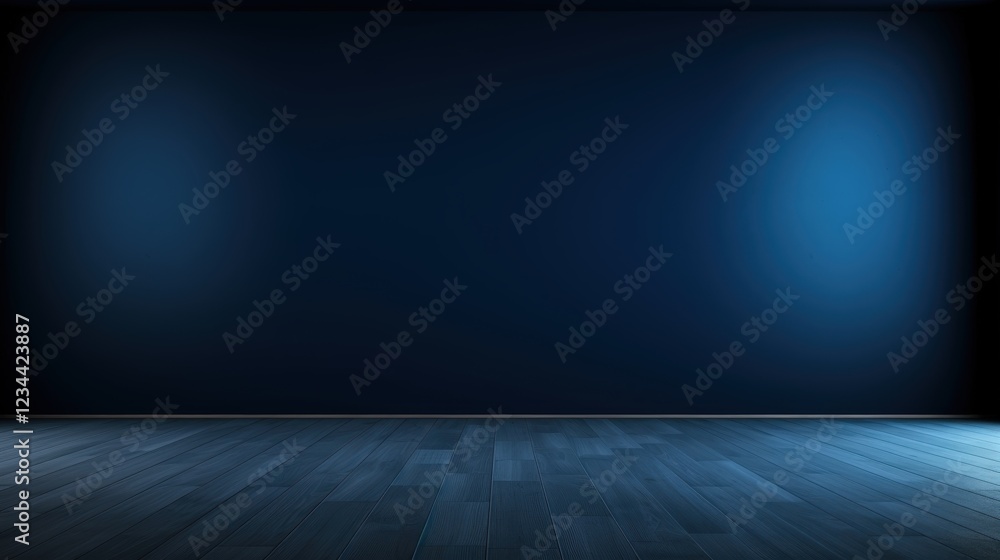 Poster empty dark blue wall background in 3d render ideal for text overlay and modern design presentations 