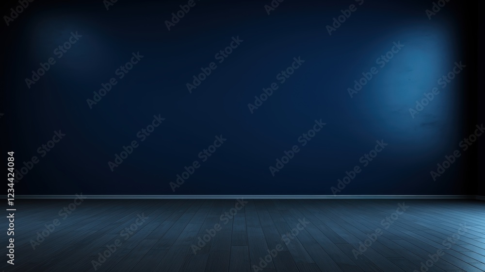 Poster empty dark blue wall background with subtle lighting ideal for 3d rendering, graphics, presentations