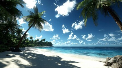 Fototapeta premium Tropical Beach Escape Serene Location Nature Scene Coastal Landscape Panoramic View Relaxation Concept