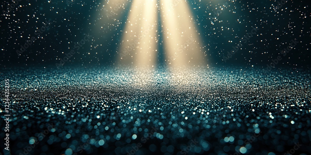 Poster Glimmering particles illuminated by dual beams of light mesmerizing display of sparkle and shine