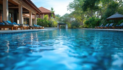 Obraz premium Luxury Resort Poolside Relaxation at Tropical Island Villa