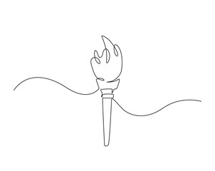 One continuous line drawing of fire torch vector illustration. Torch monoline design. Technology concept.