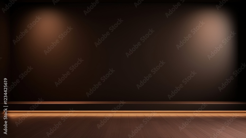 Poster 3d render of an empty dark brown wall background with soft lighting and subtle texture ideal for mod