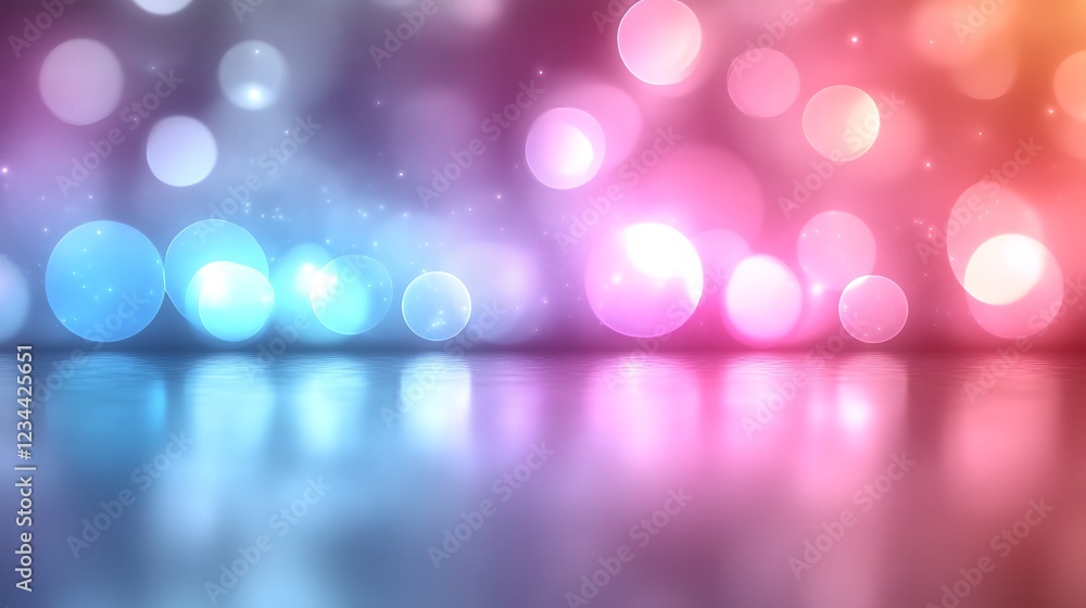 Poster abstract bokeh lights with reflections and sparkling effects in soft pastel hues