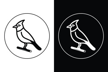 Versatile Cardinal Silhouette Vector with Black and White Aesthetic.