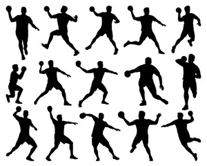 HANDBALL PLAYERS SILHOUETTE ON WHITE BACKGROUND