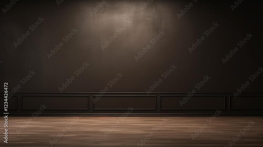 Poster 3d render of an empty dark brown wall background with subtle texture and shadow for creative design 