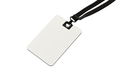 Blank White ID Badge with Black Lanyard Mockup, Transparent Background, Ai Generative Images