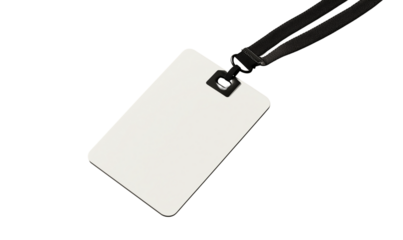 Blank White ID Badge with Black Lanyard Mockup, Transparent Background, Ai Generative Images