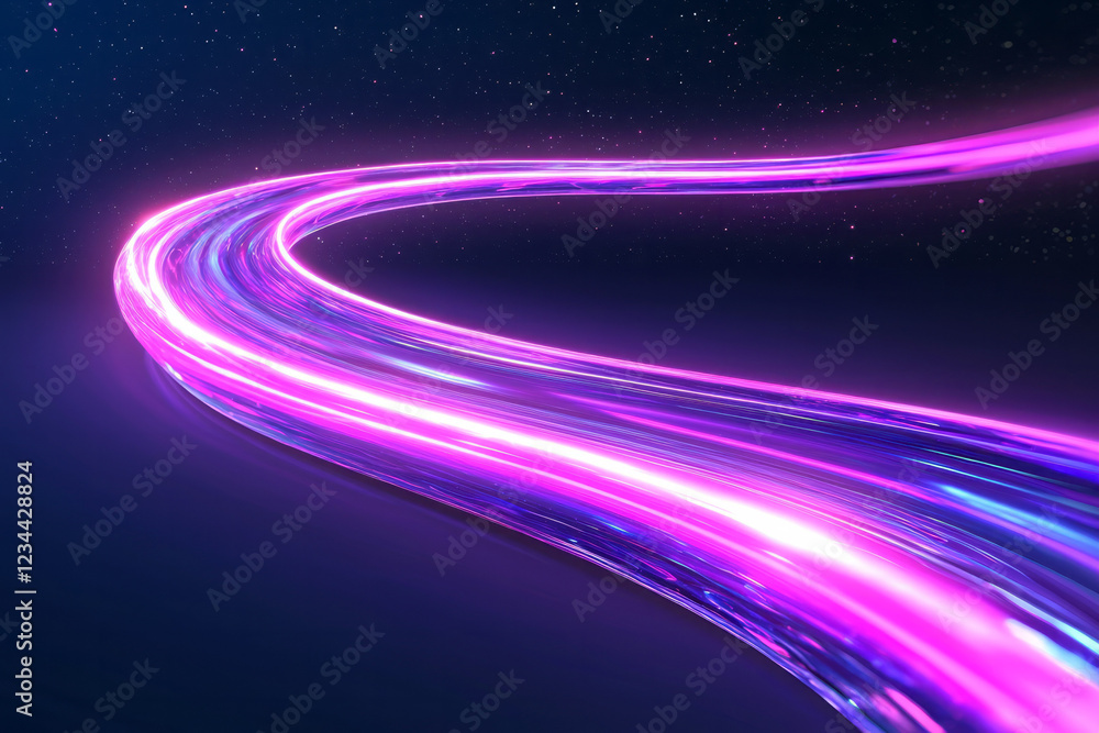 Aufkleber a refined perspective shot of a curved purple lightning path cutting through the darkness, subtle mo
