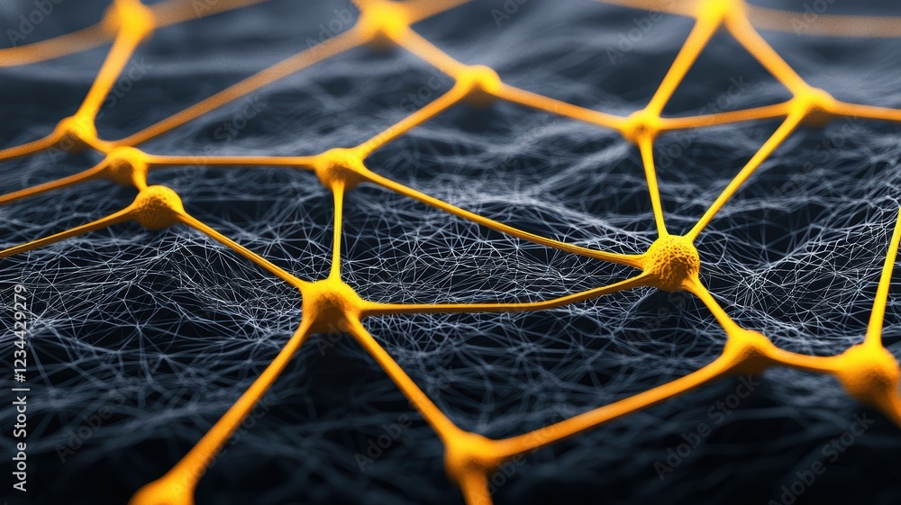 Poster Abstract network structure representing blockchain technology and decentralized systems