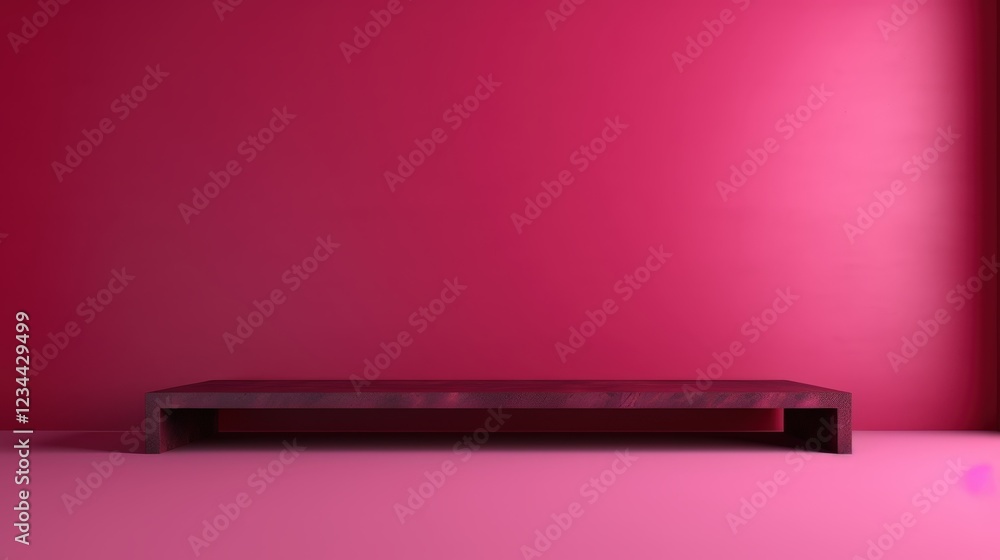 Poster 3d render of an empty dark pink wall background with a flat surface ideal for displaying products or