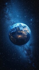 Obraz premium Earth at night from space, Milky Way background, universe backdrop, for space exploration