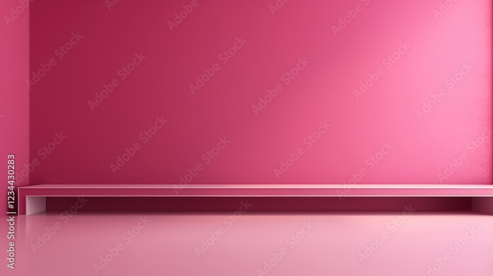 Poster 3d render of an empty dark pink wall background with a transparent surface and subtle lighting effec