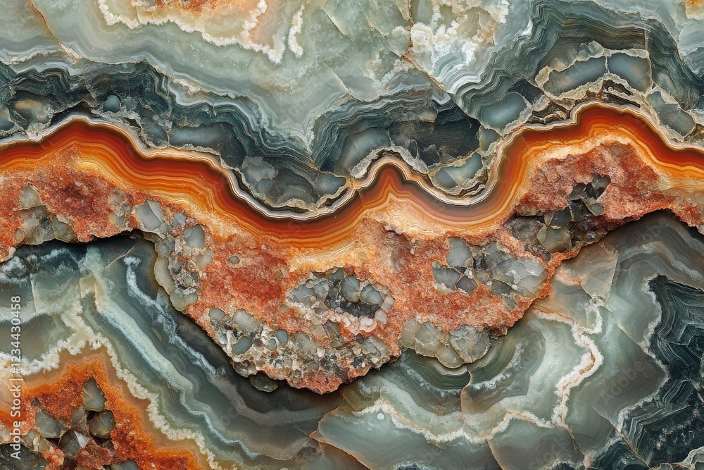 Aufkleber striking patterns of agate stone showcasing vibrant colors and intricate details in natural formatio