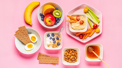 Healthy snack on a pastel background.