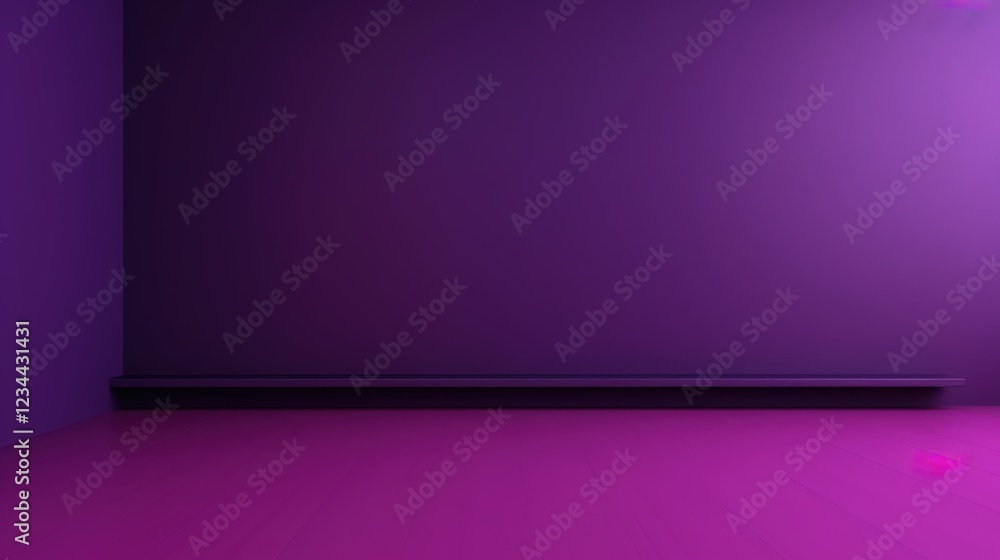 Poster 3d render of an empty dark purple wall background with smooth surface and subtle lighting for use in