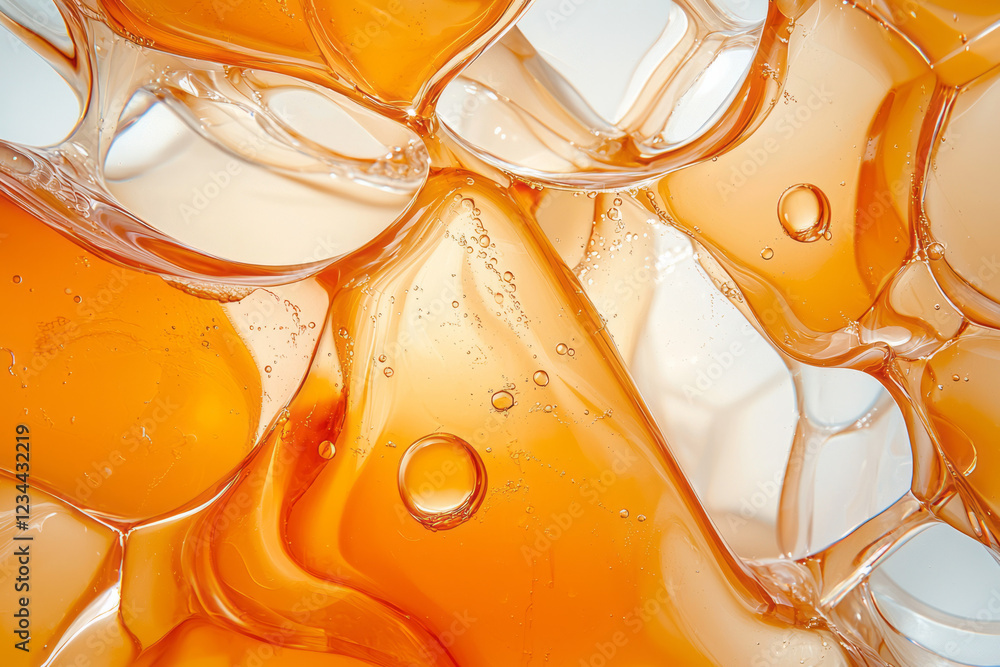Poster a conceptual arrangement featuring geometric light patterns reflecting off the cola bubbles, adding 