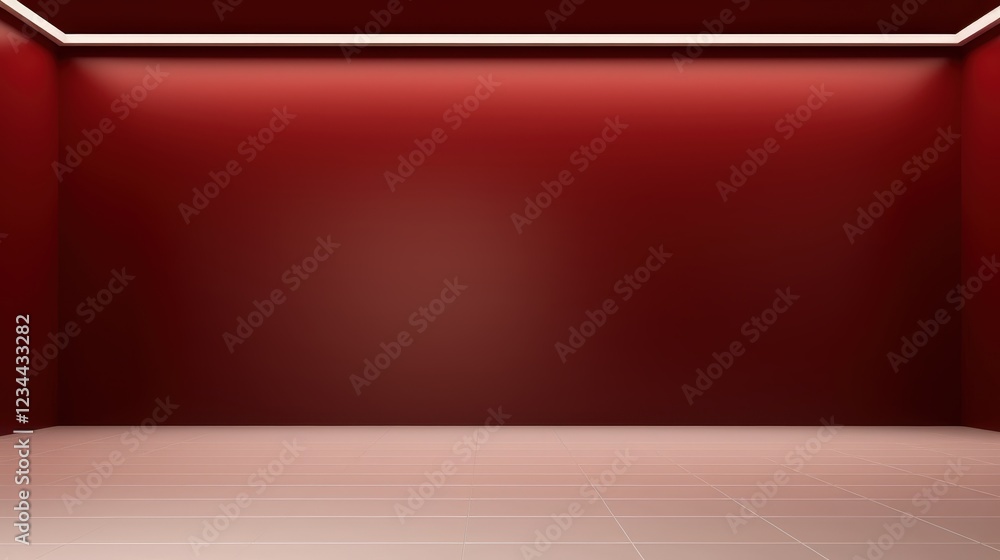 Poster 3d render of an empty dark red wall background with modern lighting and minimalist design ideal for 