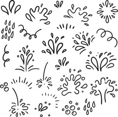 doodle water splashes and droplets