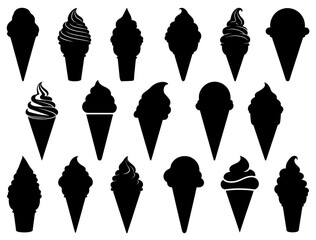 ICE CREAM SILHOUETTE ON WHITE BACKGROUND