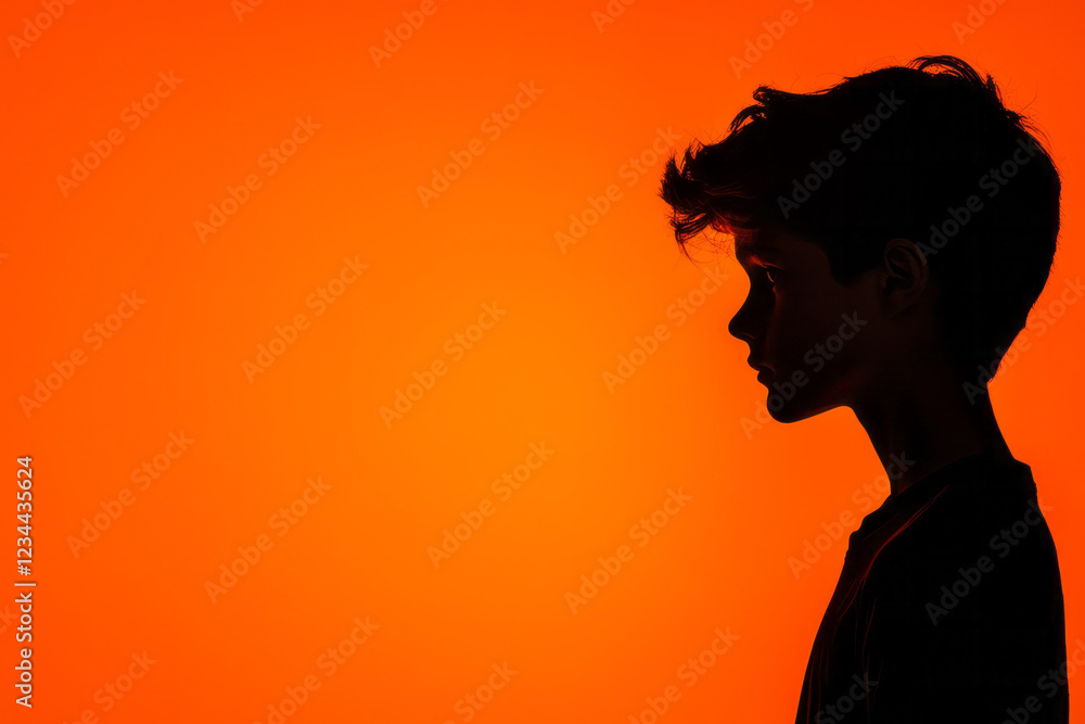 Aufkleber a partial silhouette scenario where only the outline of the boyâ€™s head and shoulders is defined by