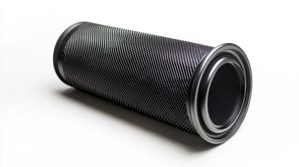 Metal Cylinder with Mesh Design on White Background