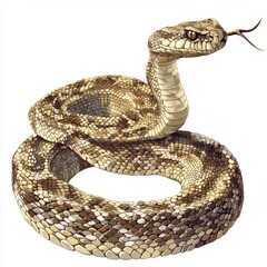 Fototapeta premium Detailed Illustration of a Coiled Snake with Unique Scales and Intense Eyes