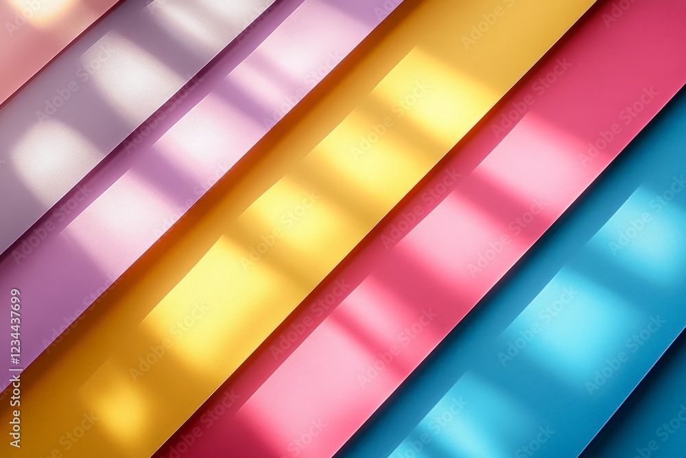 Aufkleber Brightly colored abstract patterns with light and shadows in a creative workspace ambiance