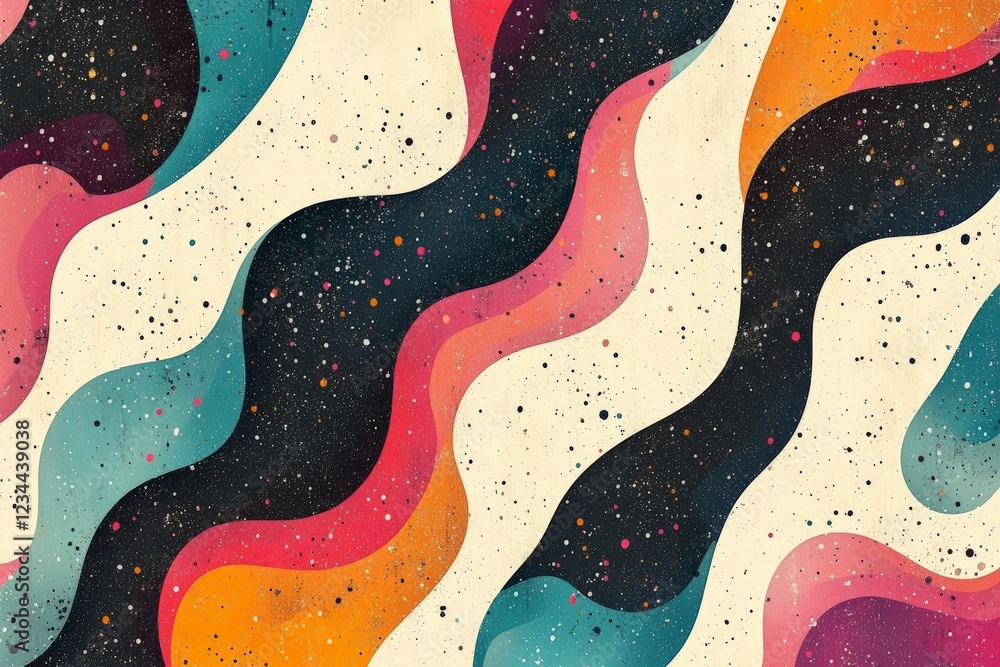 Poster Colorful abstract waves create a vibrant visual pattern that evokes a sense of motion and creativity in contemporary design