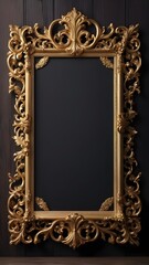 An empty, ornate gold frame on a dark wood background, styled for historical and official presentations. For Presidents' Day.
