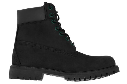 black leather boot, right, green