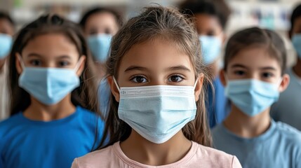Children Wearing Facial Masks in Classroom Setting During Pandemic