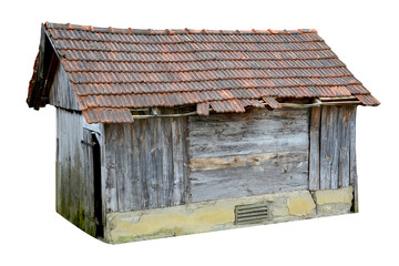 broken wooden hut