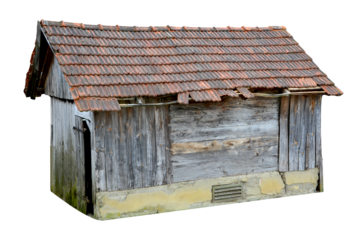 broken wooden hut