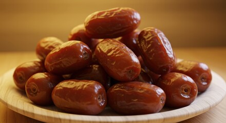 Sweet Medjool Dates in Wooden Bowl Delicious Fruit Snack