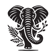 Black and White Elephant Silhouette Design