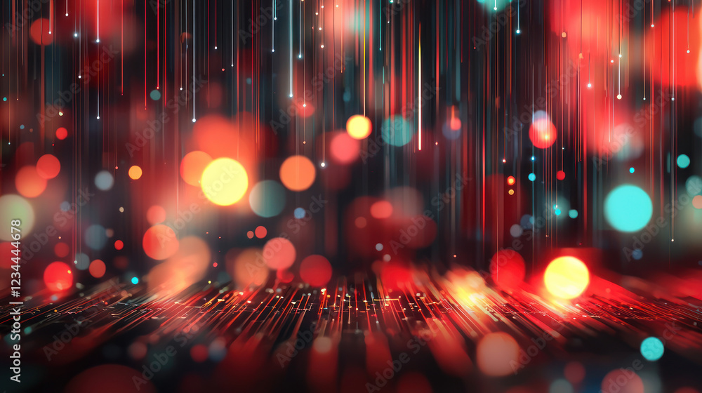 Poster vibrant abstract background with colorful bokeh lights and streaks